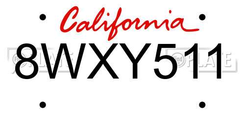 8WXY511 California License Plate