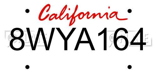 8WYA164 California License Plate