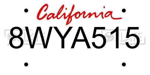 8WYA515 California License Plate
