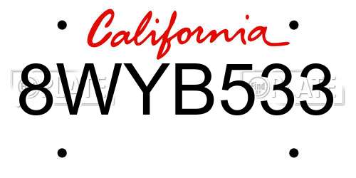 8WYB533 California License Plate