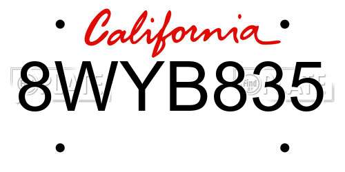 8WYB835 California License Plate