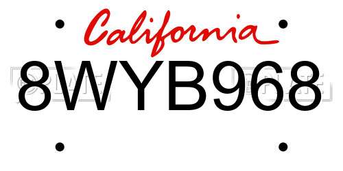 8WYB968 California License Plate