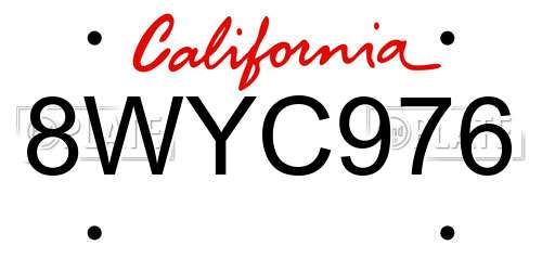 8WYC976 California License Plate