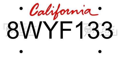 8WYF133 California License Plate