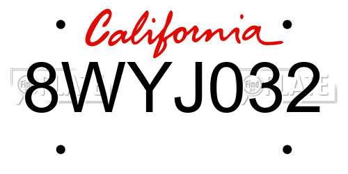 8WYJ032 California License Plate