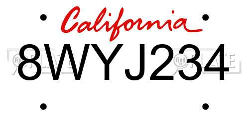 8WYJ234 California License Plate