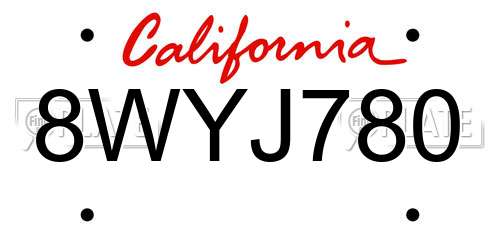 8WYJ780 California License Plate