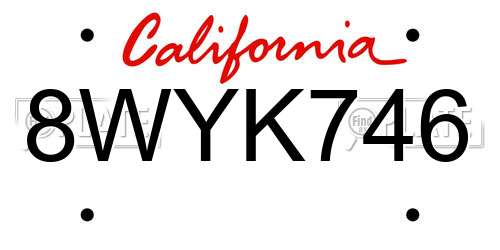 8WYK746 California License Plate