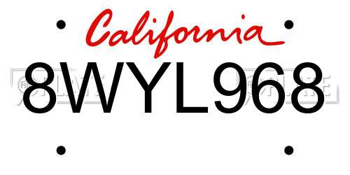 8WYL968 California License Plate