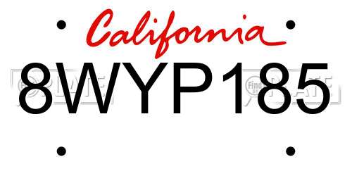 8WYP185 California License Plate