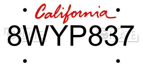 8WYP837 California License Plate