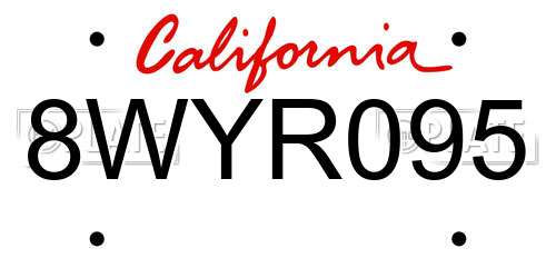 8WYR095 California License Plate