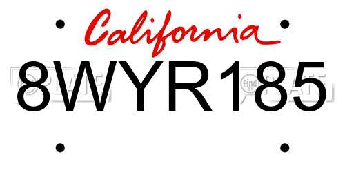 8WYR185 California License Plate