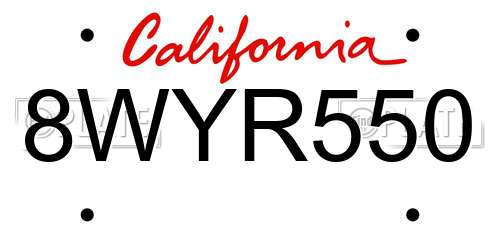 8WYR550 California License Plate