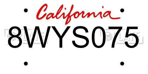 8WYS075 California License Plate