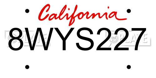 8WYS227 California License Plate