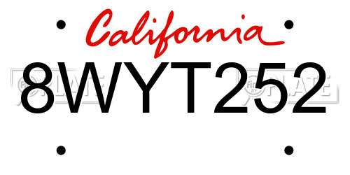 8WYT252 California License Plate