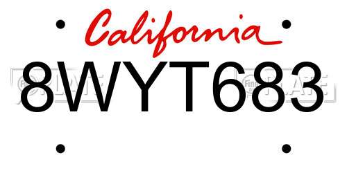8WYT683 California License Plate