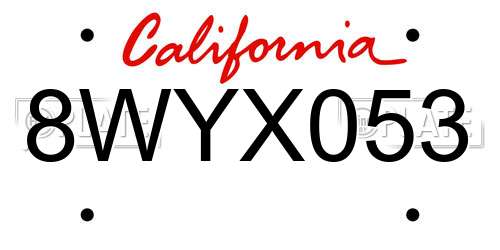 8WYX053 California License Plate