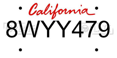 8WYY479 California License Plate