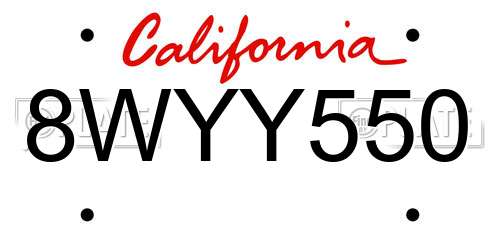 8WYY550 California License Plate