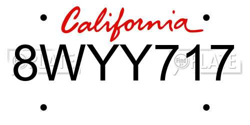 8WYY717 California License Plate