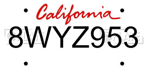 8WYZ953 California License Plate
