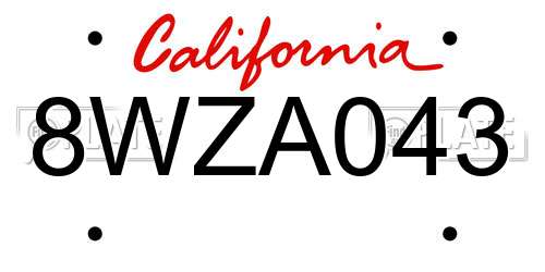 8WZA043 California License Plate