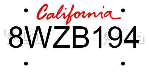 8WZB194 California License Plate