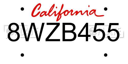 8WZB455 California License Plate