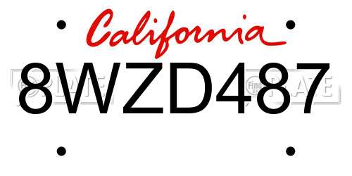 8WZD487 California License Plate