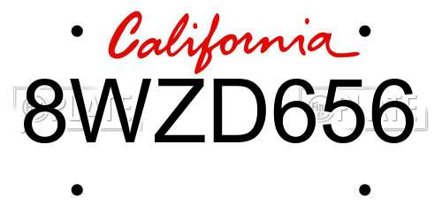 8WZD656 California License Plate
