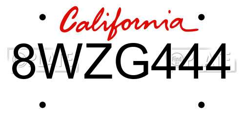 8WZG444 California License Plate