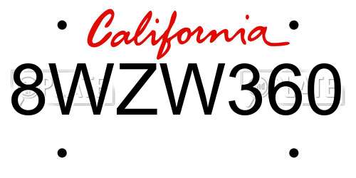 8WZW360 California License Plate