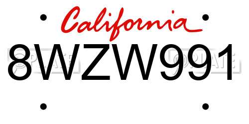 8WZW991 California License Plate