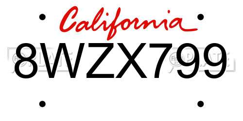 8WZX799 California License Plate