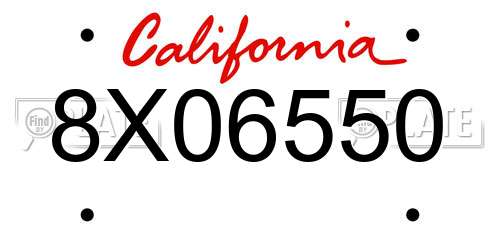 8X06550 California License Plate