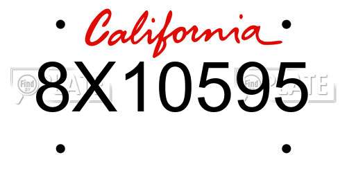 8X10595 California License Plate