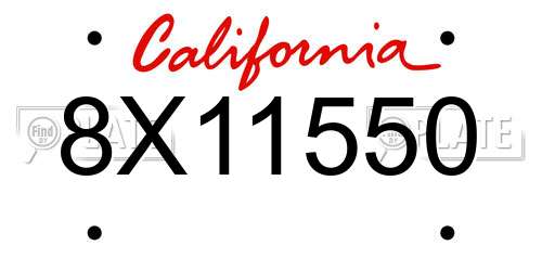 8X11550 California License Plate