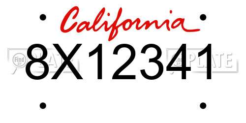 8X12341 California License Plate