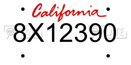 8X12390 California License Plate
