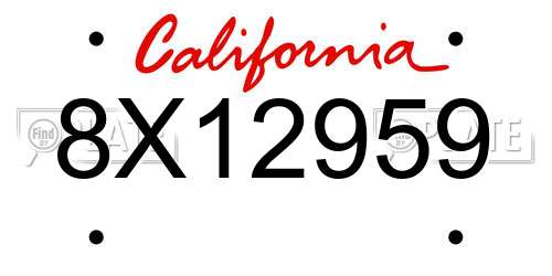 8X12959 California License Plate