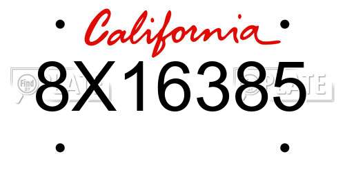 8X16385 California License Plate