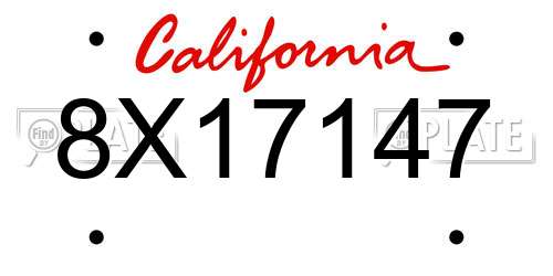 8X17147 California License Plate