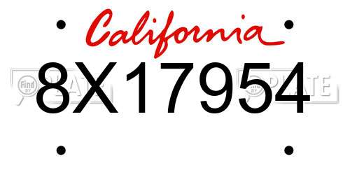 8X17954 California License Plate