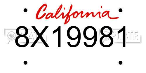 8X19981 California License Plate