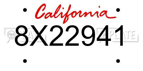 8X22941 California License Plate