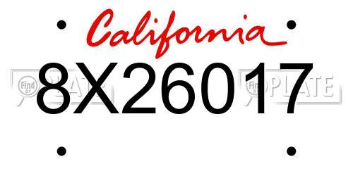 8X26017 California License Plate