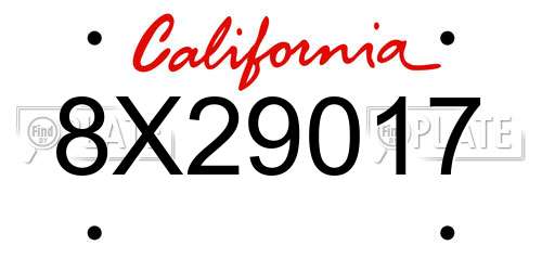 8X29017 California License Plate