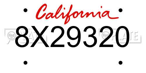 8X29320 California License Plate